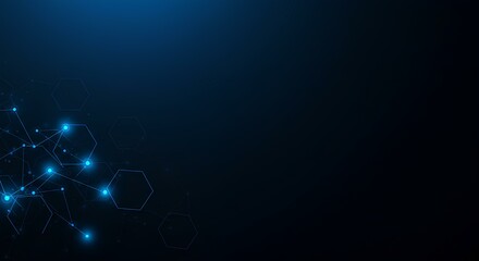 Fototapeta premium Abstract Digital Network with Glowing Hexagonal Circuits