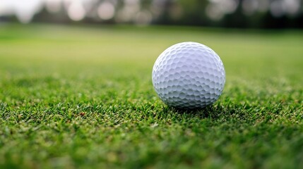 Fototapeta premium Golf ball resting on a manicured green