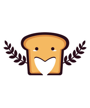 Cute Happy Bread Cartoon Illustration