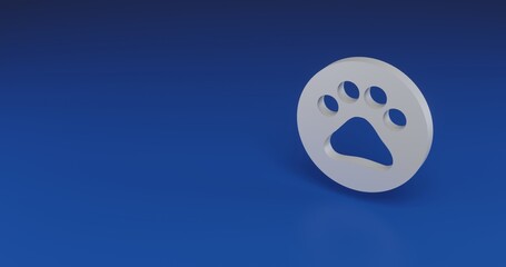 Fototapeta premium Isolated realistic white pet symbol with shadow. Located on the right side of the scene. 3d illustration on transparent background