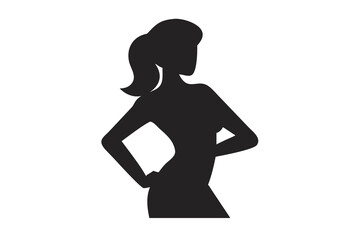 Woman Standing Silhouette, Female Figure Outline, Elegant Pose Illustration, Cut Out