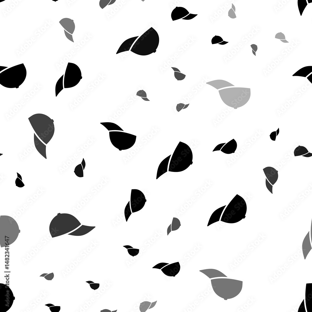 Poster seamless vector pattern with baseball cap symbols, creating a creative monochrome background with ro