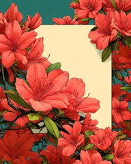 Bold stylized digital azaleas flower art, vibrant and colorful petals perfect for spring, garden designs, and fresh floral graphics in high detail.