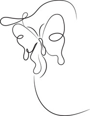 Elegant Single Line Drawing of a Butterfly in Flight Graceful Minimalist Insect Illustration Nature Art Design Element