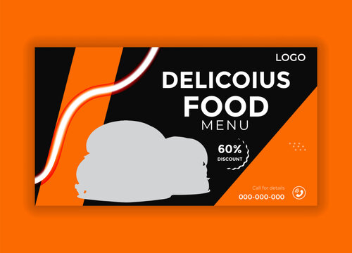 Food menu and delicious pizza social media banner or web benner post template