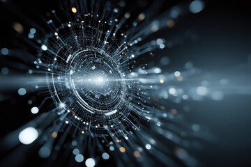 Futuristic Digital Interface With Dynamic Light Streams and Technological Patterns