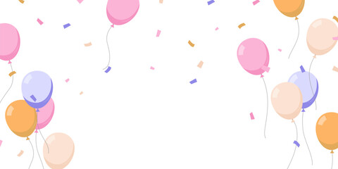 Beautiful colorful flat vector illustration background banner template with balloons.