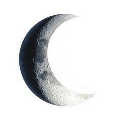 Crescent moon close up isolated on transparent background © Amena