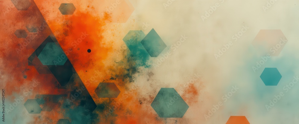 Poster abstract background with geometric shapes and grunge texture effect