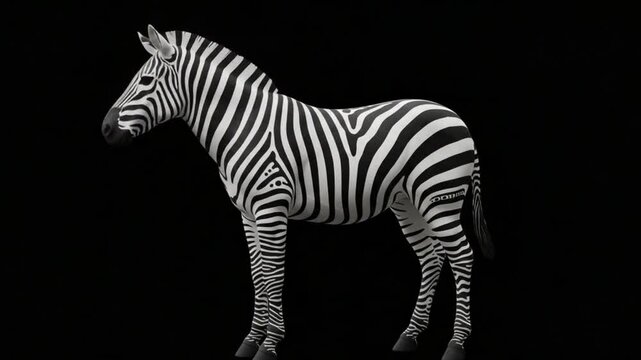 3D patterned 'ZEBRA' with black-and-white stripes &mdash; unique and bold.