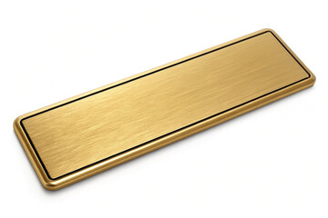 golden shiny blank metal nameplate isolated on transparent white background, clipping path