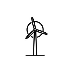 wind turbine icon on white background. Editable stroke.