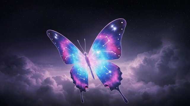 3D sky-themed 'BUTTERFLY' with vivid wing patterns &mdash; light and magical.