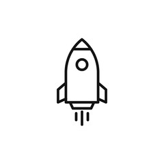 rocket icon on white background. Editable stroke.