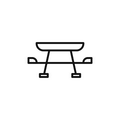 picnic table icon on white background. Editable stroke.