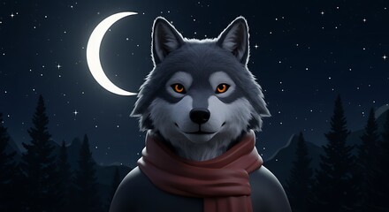 Fototapeta premium Whispers of the Wild: A 3D Wolf Portrait