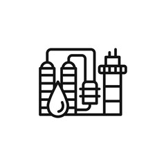petrochemical plant icon on white background. Editable stroke.