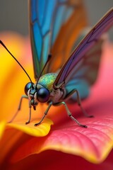 Fototapeta premium Butterfly resting on a bright flower – macro nature photography