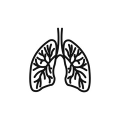 lungs icon on white background. Editable stroke.