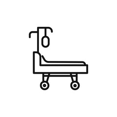 hospital bed icon on white background. Editable stroke.