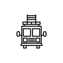 fire engine truck icon on white background. Editable stroke.