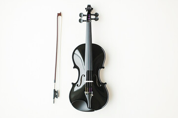violin isolated on black
