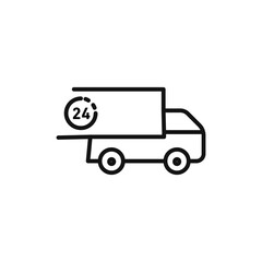 Same day delivery icon on white background. Editable stroke.