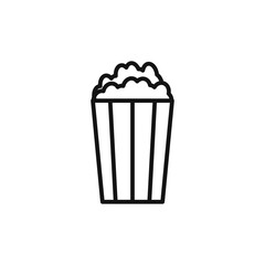 Popcorn icon on white background. Editable stroke.