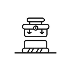 Machine press icon on white background. Editable stroke.