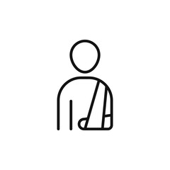 Injured man icon on white background. Editable stroke.