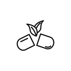 Herb eco capsule icon on white background. Editable stroke.