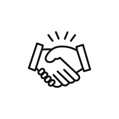 Handshake icon on white background. Editable stroke.
