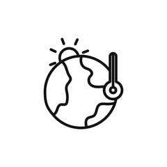 Global warming icon on white background. Editable stroke.