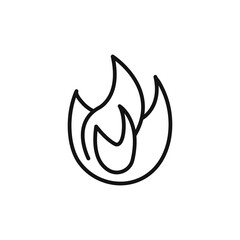 Fire flame icon on white background. Editable stroke.