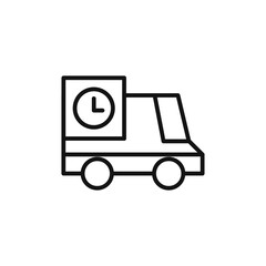 Fast delivery truck icon on white background. Editable stroke.