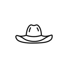 Cowboy hat icon on white background. Editable stroke.