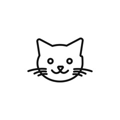 Cat face icon on white background. Editable stroke.