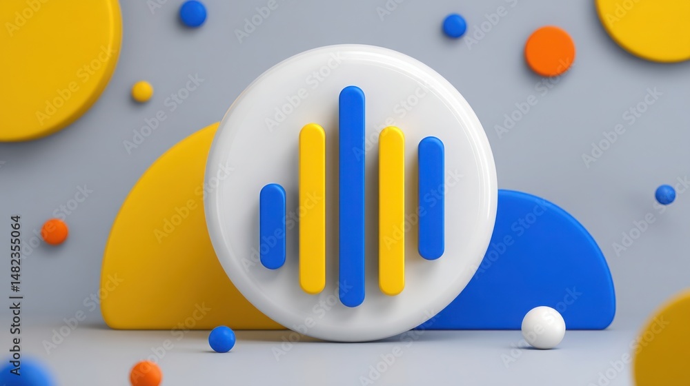 Poster automated innovation economy indicator icon concept representing research and development in modern 