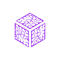Elegant Abstract Brain Cube Vector Logo, brain box