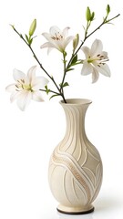 A large vase elegantly placed on a wooden table, showcasing its design against a natural backdrop	