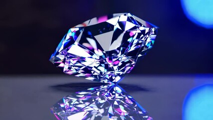 Vibrant purple gemstone spinning on reflective surface with pink bokeh lights, symbolizing luxury, rarity and exquisite beauty of precious crystals in modern jewelry visuals - Powered by Adobe