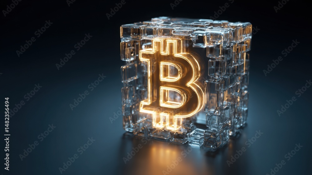 Poster decentralized economy visualizer icon concept highlighting the role of blockchain in modern financia