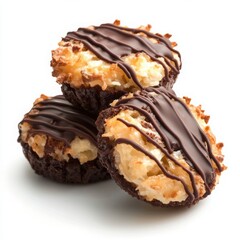 Chewy chocolate coconut macaroons, with crispy golden edges and a soft coconut center, 