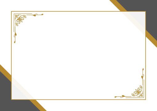 Elegant blank certificate template with gold decorative corner elements and diagonal black-gold accents. Ideal for awards, diplomas, appreciation, or invitation designs. 