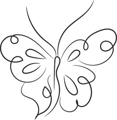 Elegant Single Line Butterfly Drawing Minimalist Nature Insect Art