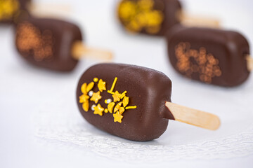 Homemade sweets made from natural and healthy ingredients. Festive background with mini cakes. Delicious cake