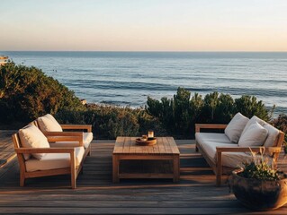 Fototapeta premium A bamboo and wood hybrid dining table, blending sustainable materials beautifully