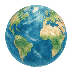 PNG Watercolor Earth globe illustration.