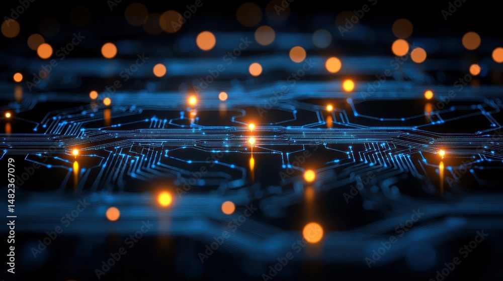 Poster glowing circuitry. abstract technology background