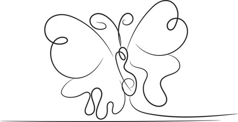 Elegant Single Line Drawing of a Butterfly on White Background Simple Minimalist Nature Insect Art Illustration